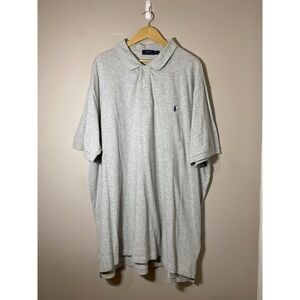 Polo Ralph Lauren EUC Mens 4XB Heather Grey Short Sleeve Piqué Polo Shirt Cotton